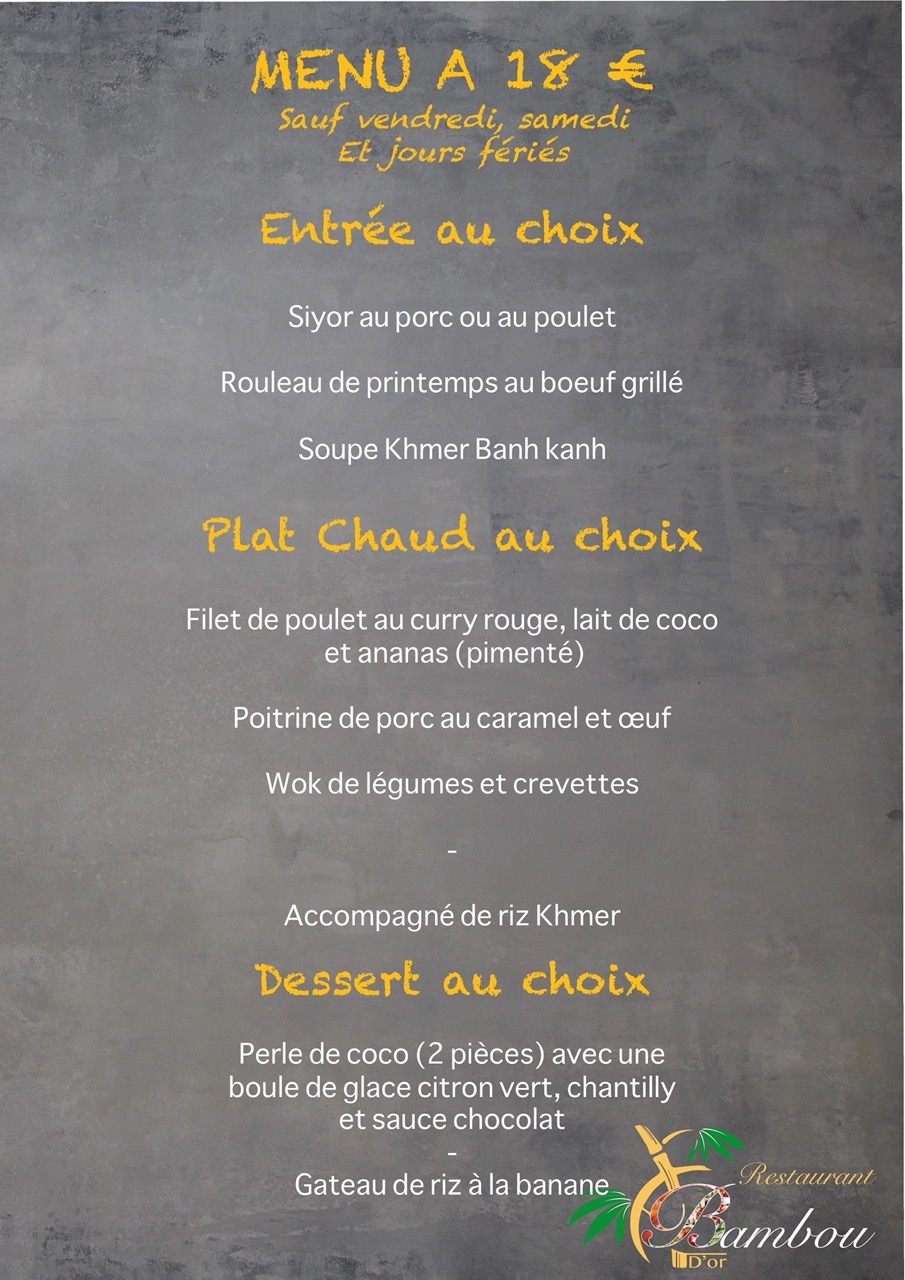 Carte du Menu Soir